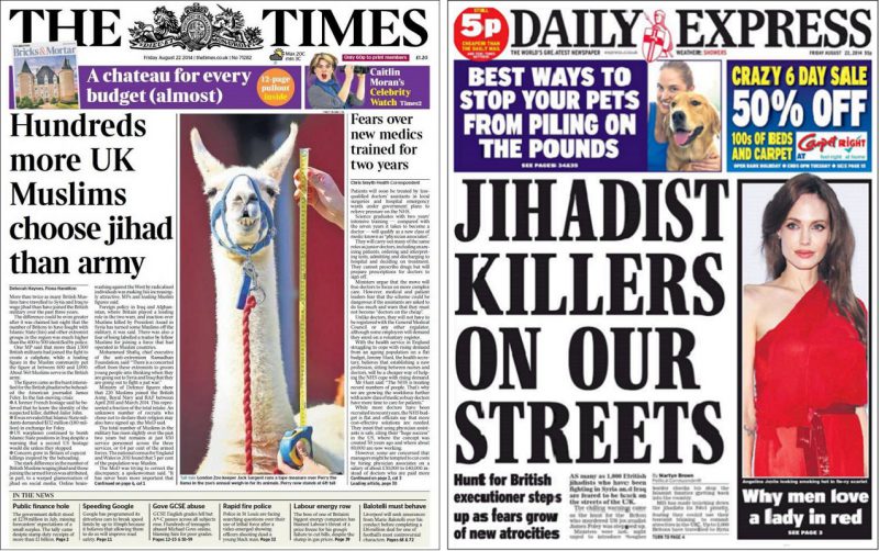 times-and-express-front-pages