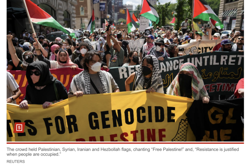 NEW YORK CITY: Some 7,000 pro-Hamas Muslim and Far Left agitators storm the streets, making asses of themselves, as usual